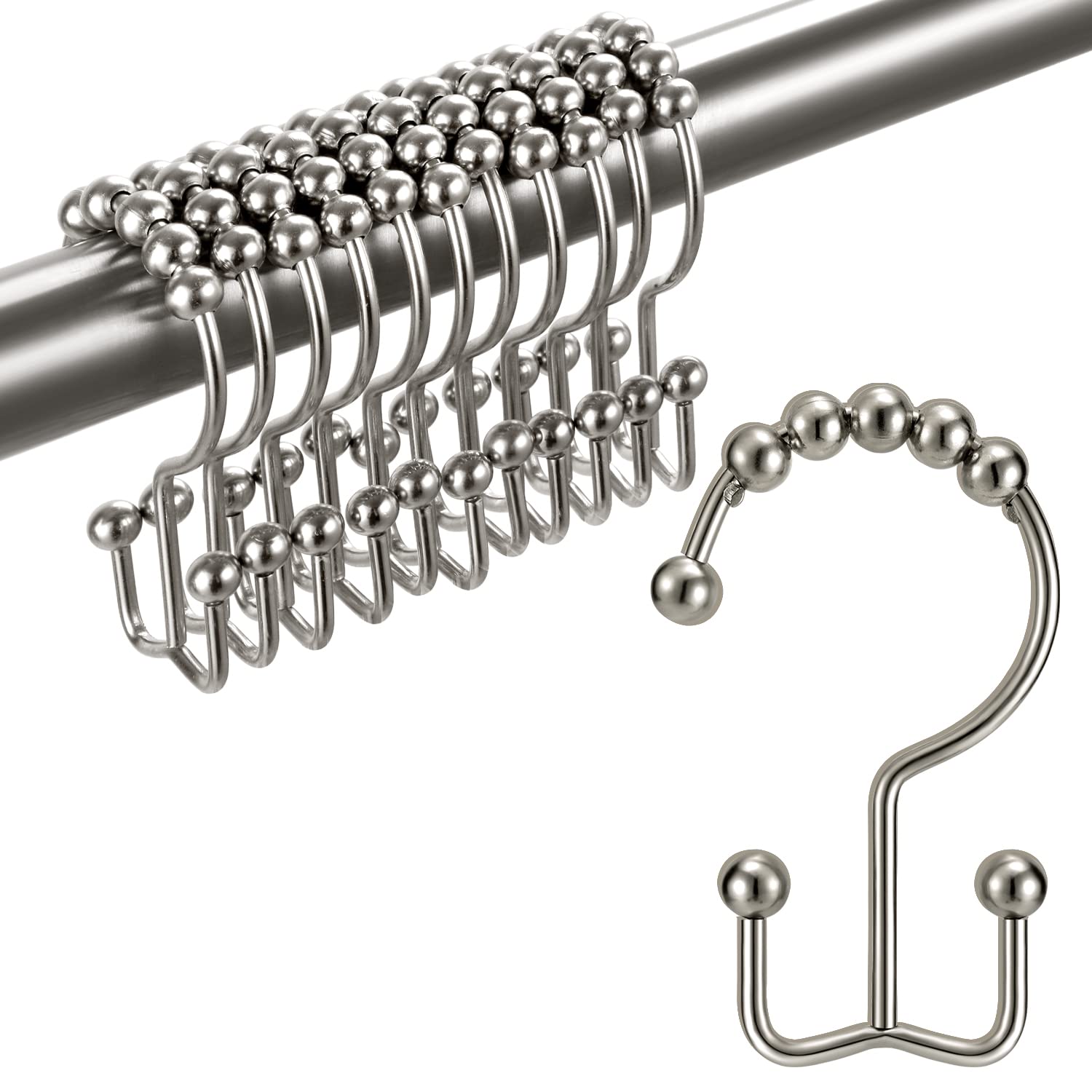 HASTHIP® 12PCS Metal Double Shower Curtain Hooks, HASTHIP® 12PCS Metal Double Shower Curtain Hooks,